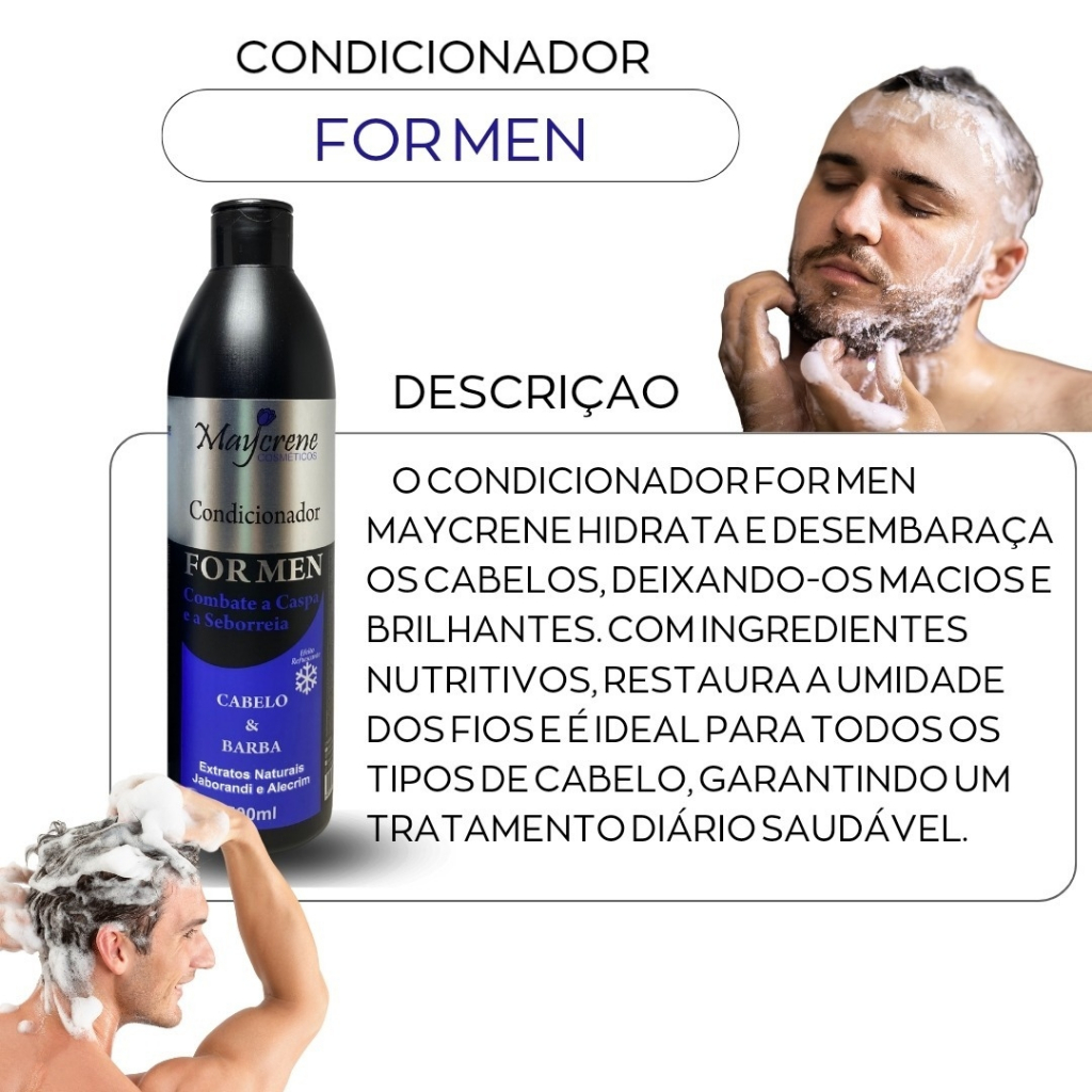 Kit For Men Cabelo E Barba Homens ( Shampoo + Condicionador Maycrene)