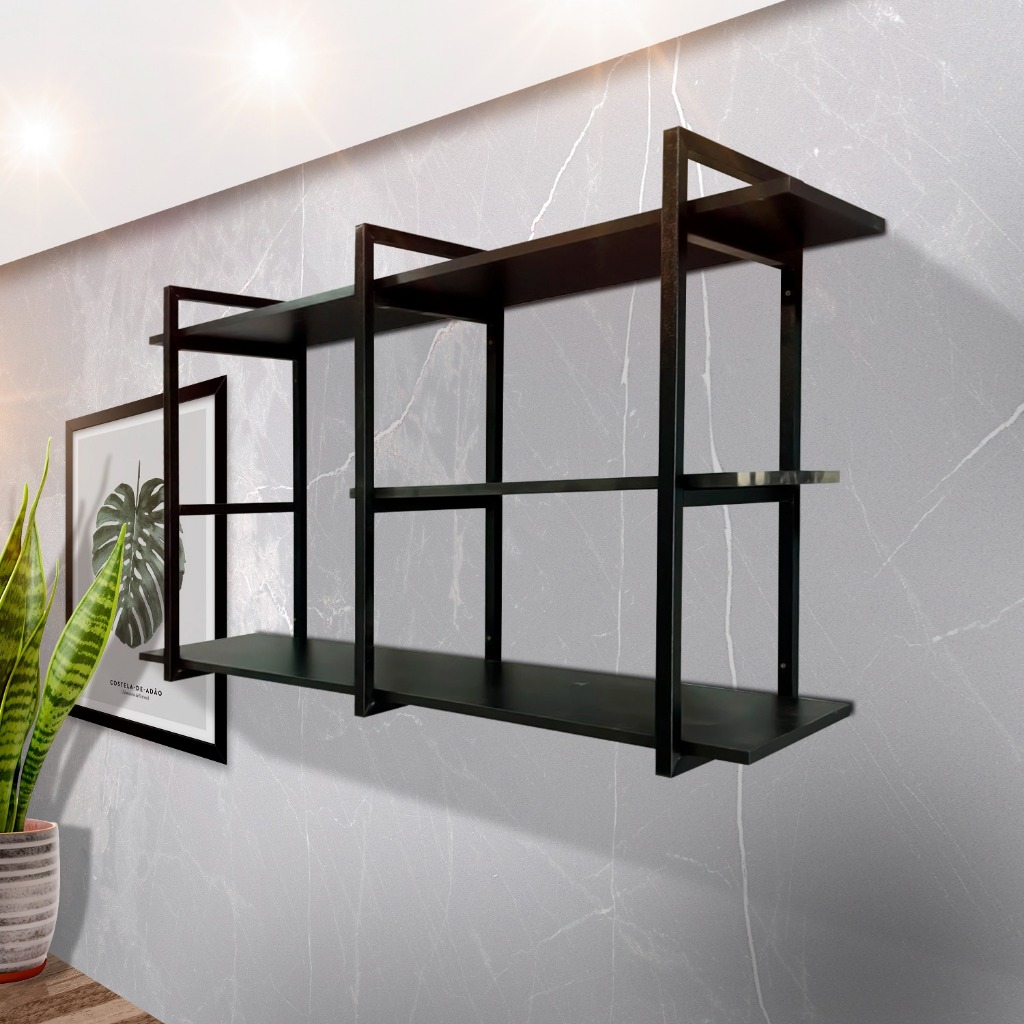 Estante Suspensa Estilo Industrial Organizadora Design Moderno e Elegante P/ Sala Quarto Escritório
