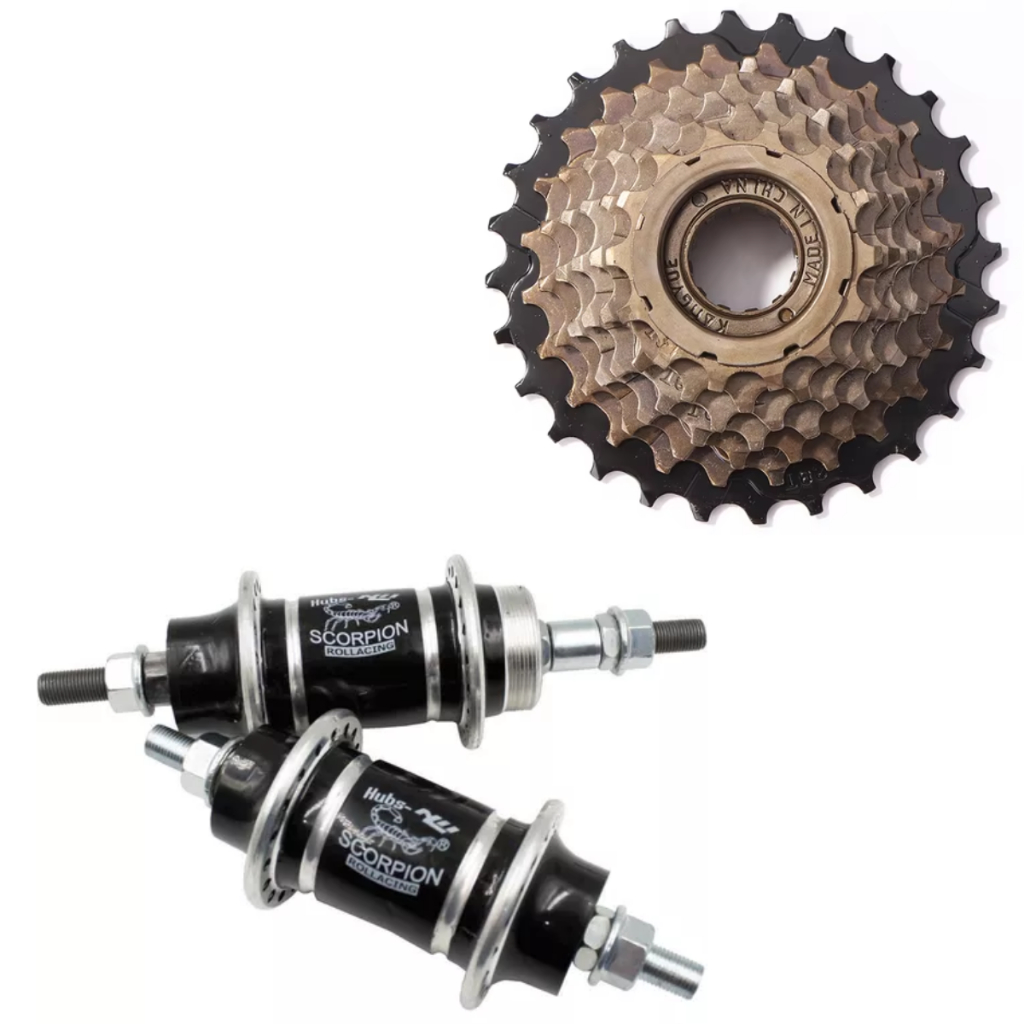 Kit Par Cubo Rolamentado 36F Scorpion Alumínio + Catraca Roda Livre 7 Velocidade 14/28 Indexada Bike em Oferta na Shopee