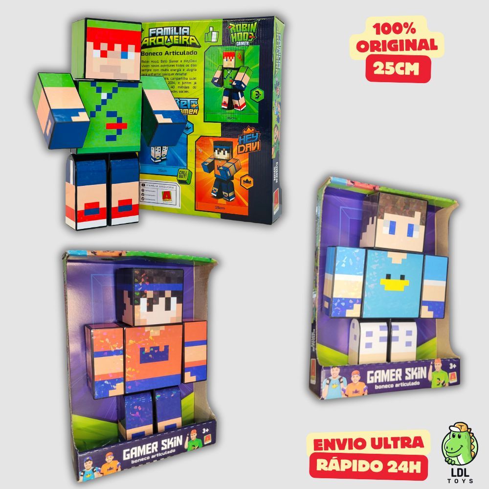 Kit 3 Bonecos Robin Hood + Hey Davi + Beto Gamer Familia Arqueira Articulado Youtuber 25cm em Oferta na Shopee