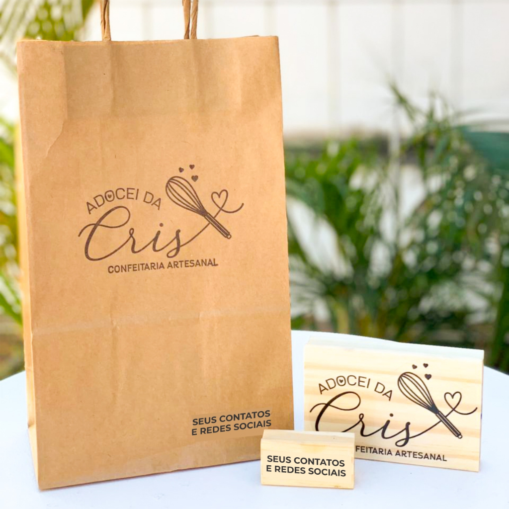 Carimbo Personalizado Logomarca Artesanal Vários Tamanhos Logo para Sacola Kraft Tag Envelope Tecido Caixa Papel em Oferta na Shopee