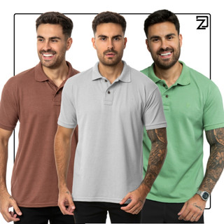 KIT 3 Camisas Polo Masculina Piquet em Oferta na Shopee