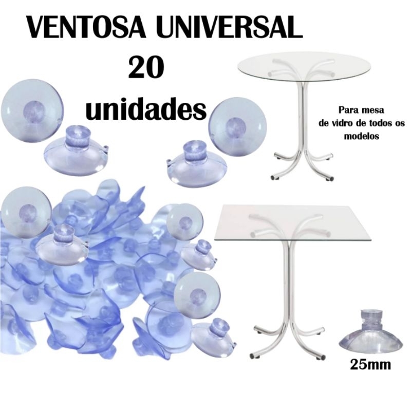 kit 20 ventosa universal para mesa de vídro e outros fins ventosa 25mm de silicone em Oferta na Shopee