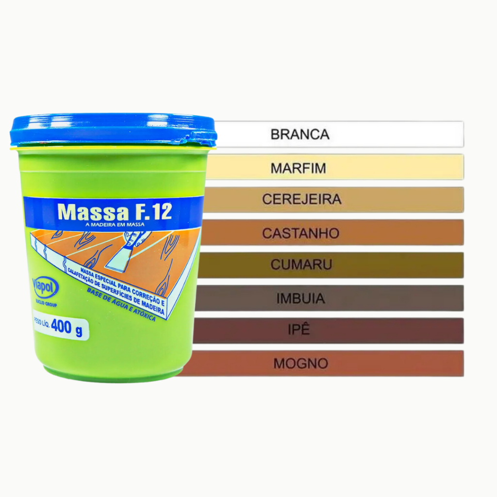 Massa F12 Correção Madeira Mdf 400g Viapol Escolha A Cor Corrigir Calafetar Madeira Mdf - Home & Living