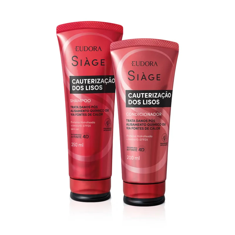 Combo Eudora Siàge Cauterização dos Lisos: Shampoo 250ml + Condicionador 200ml em Oferta na Shopee
