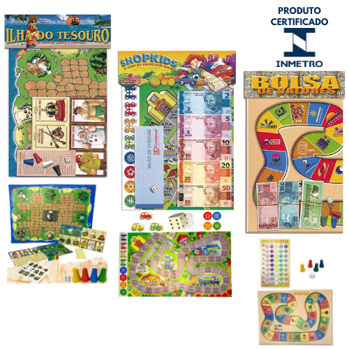 Kit 03 Jogo Tabuleiro Ilha do Tesouro + Bolsa de Valores + Shopkids