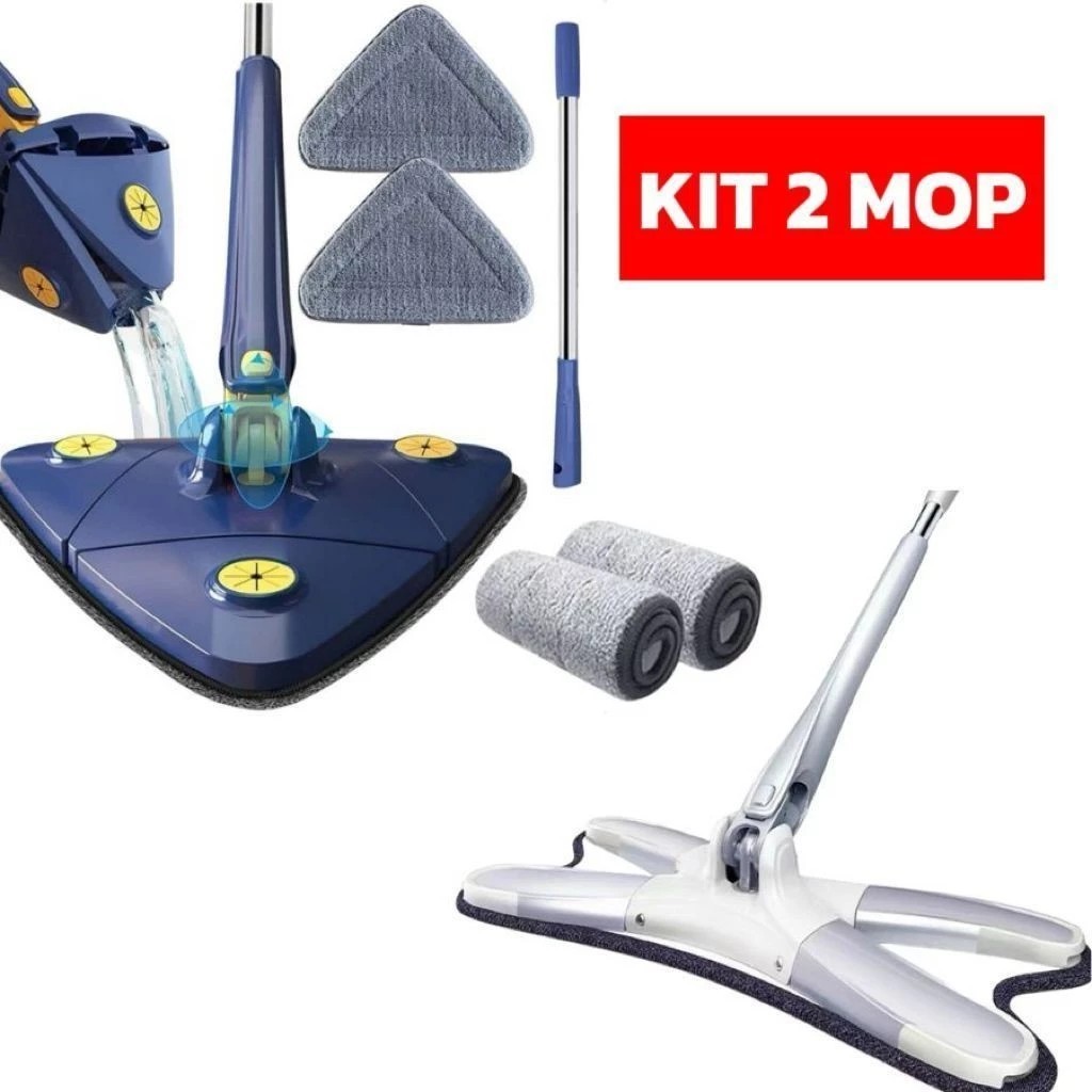 KIT 2 Rodos Mop Mágico Giratório 360°, Limpeza Esfregão Lava E Seca Com Extrusão em Oferta na Shopee