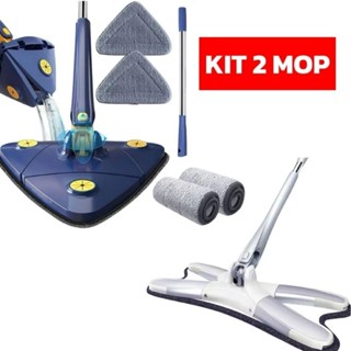 KIT 2 Rodos Mop Mágico Giratório 360°, Limpeza Esfregão Lava E Seca Com Extrusão em Oferta na Shopee