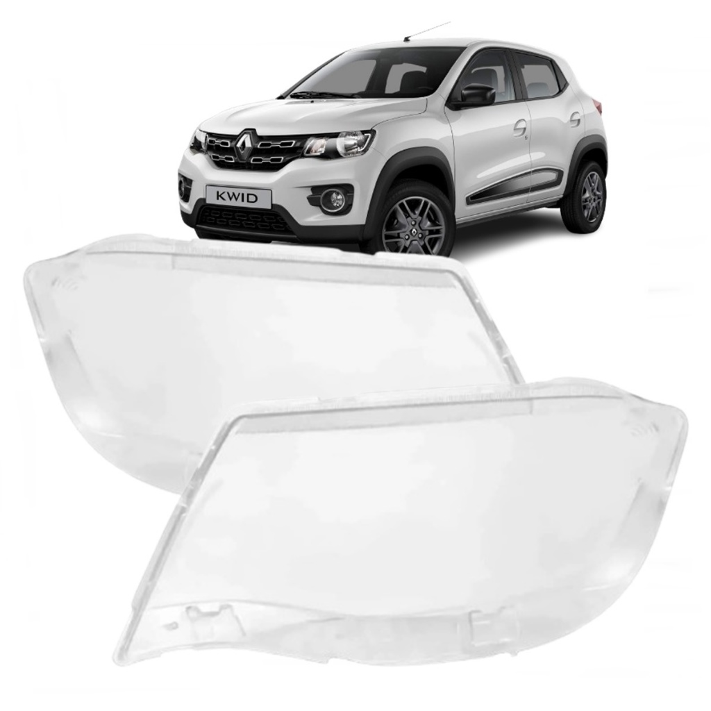 Lente Acrílico do Farol Renault Kwid 17 18 19 20 21 22 Par