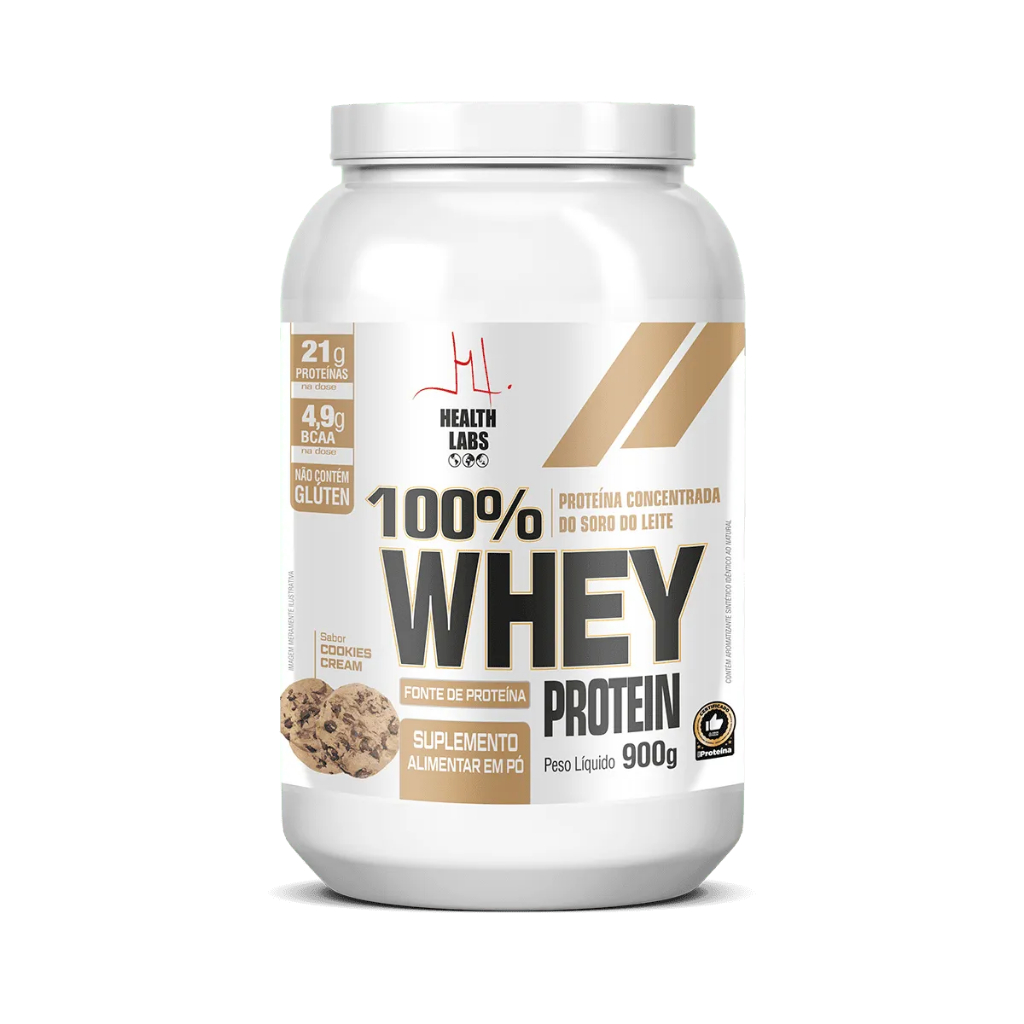100% Whey Protein 900g Cookies Cream - Health Labs