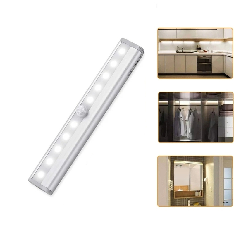 Luminária Luz Led Com Sensor Para Armário Guarda Roupa  Metal Luz Branca 20cm à Pilha