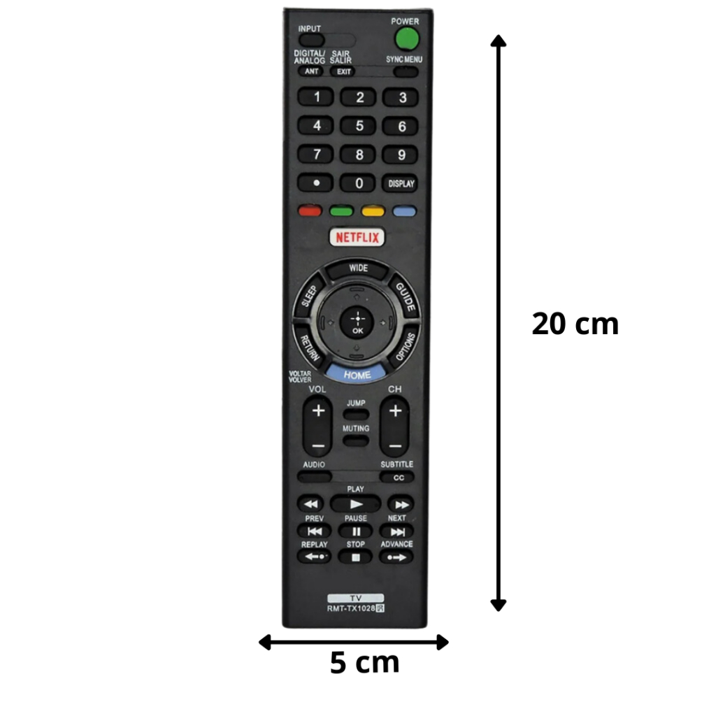 Controle Remoto para TV LED Sony Smart com Netflix - 8055 RMT-TX102B / KDL-32R505C / KDL-32R507C