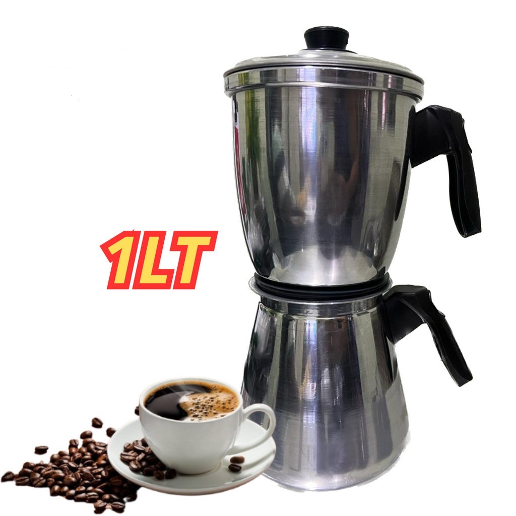 Cafeteira Italiana Com Filtro Aluminio Polido 1L