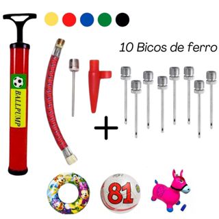 Bomba de Ar Manual c/ Acessórios + 10 Bicos de Metal  Encher Bolas Bico Encher Brinquedos Infláveis em Oferta na Shopee