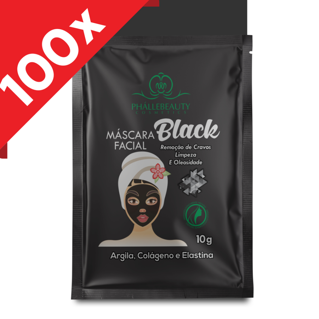 Kit 100 Máscaras Faciais Phállebeauty 50 Máscaras Black 50 Máscaras Ouro