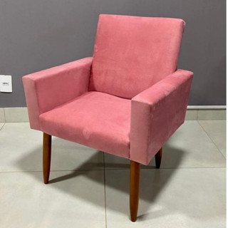 Uma Poltrona decorativa Nina pés palito, cor Rosê, escritório, salão de beleza, sala de estar em Oferta na Shopee