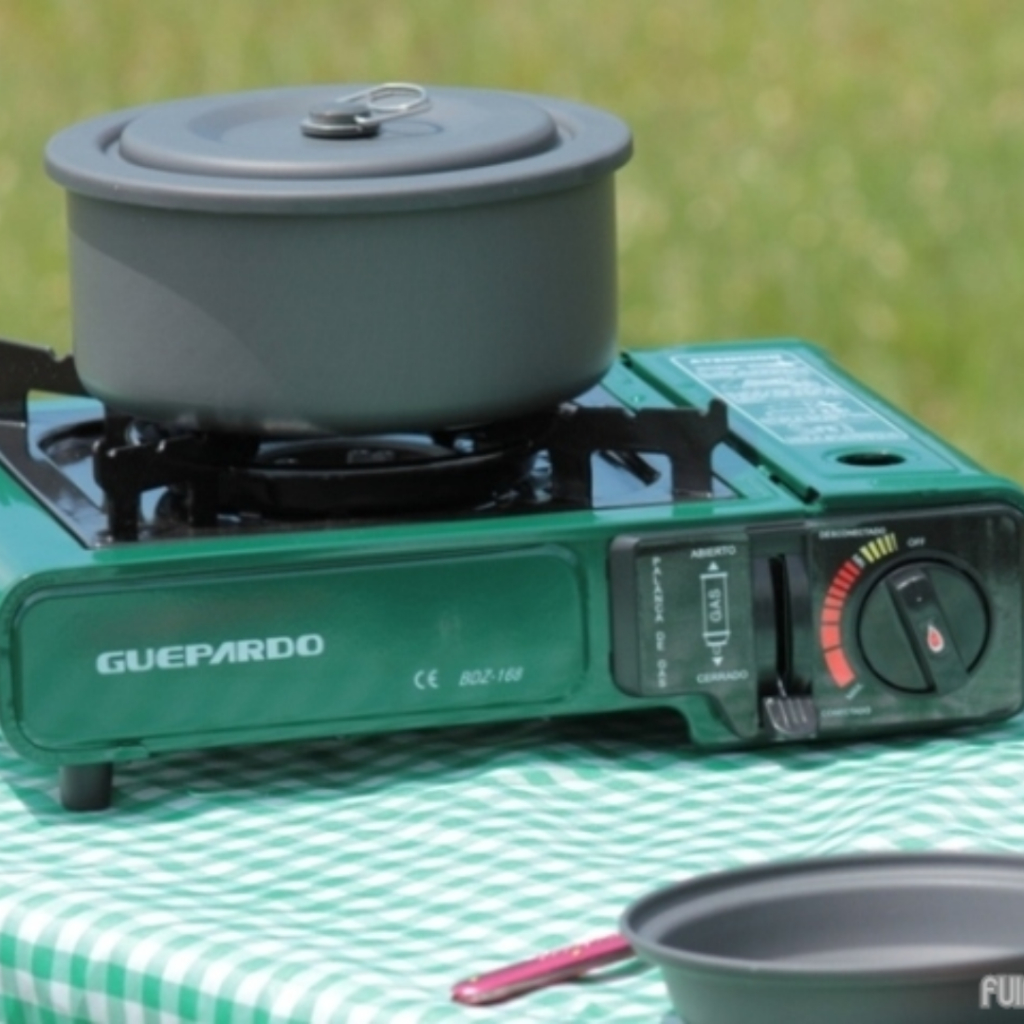 Fogao Fogareiro Guepardo Ntk Duppio Portátil A Gás Em Aço Horizontal Camping Acampamento Trilha Pescaria Esportes Promo