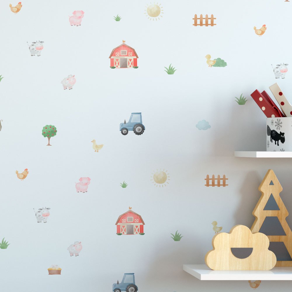 Adesivos de Parede Fazendinha Aquarela em Oferta na Shopee