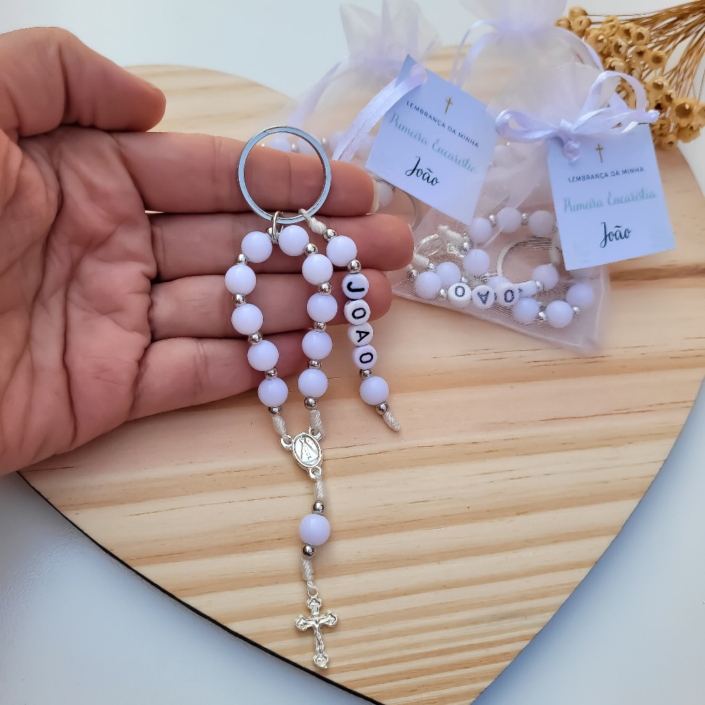 30 Mini terço lembrancinha para maternidade, batizado, crisma, primeira eucaristia. Kit com 30 mini terço personalizado