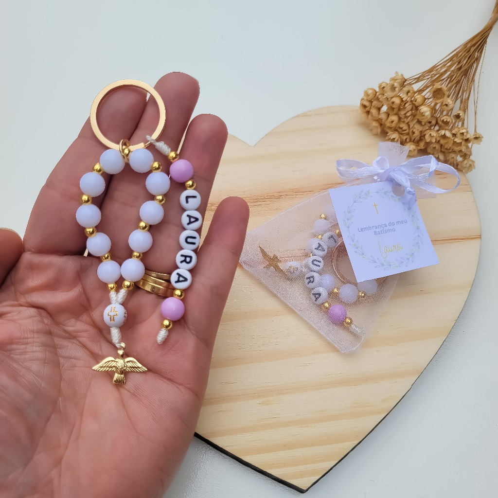 10 Mini terço lembrancinha para maternidade, batizado, crisma, primeira eucaristia. Kit com 10 mini terço personalizado