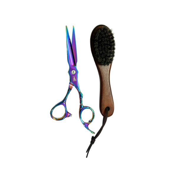 Kit tesoura mofashi fio navalha 6.0 E escovinha barbeiro