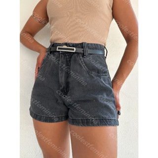 coolestfeminina 8109 com cinto preto Shorts jeans feminino sem rascada em Oferta na Shopee