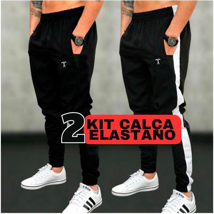 Kit 2 Calça Jogger P ao G4 Tactel com Elastano para Treino Esportiva Masculina Original co...