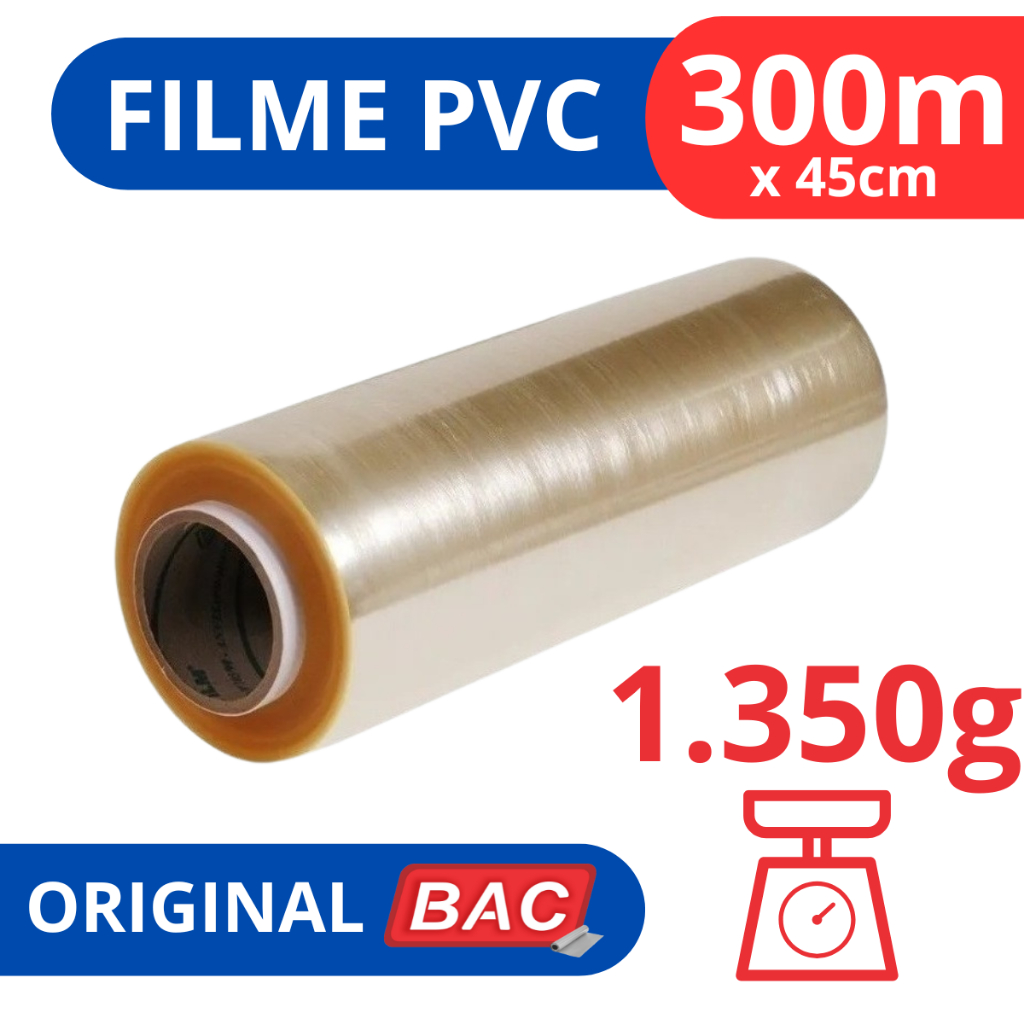 Rolo Bobina Plastico De Filme Pvc 45cm X 300 Metros Original BAC em Oferta na Shopee