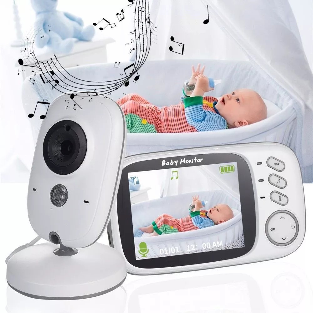 Baba Eletrônica Com Monitor Visão Noturna, Câmera c/ Audio Sensor de Temperatura