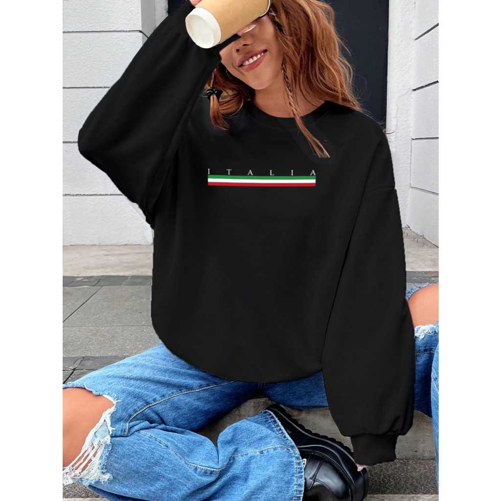 Moletom Gola Redonda Unissex Blusa de Frio Estampa Itália