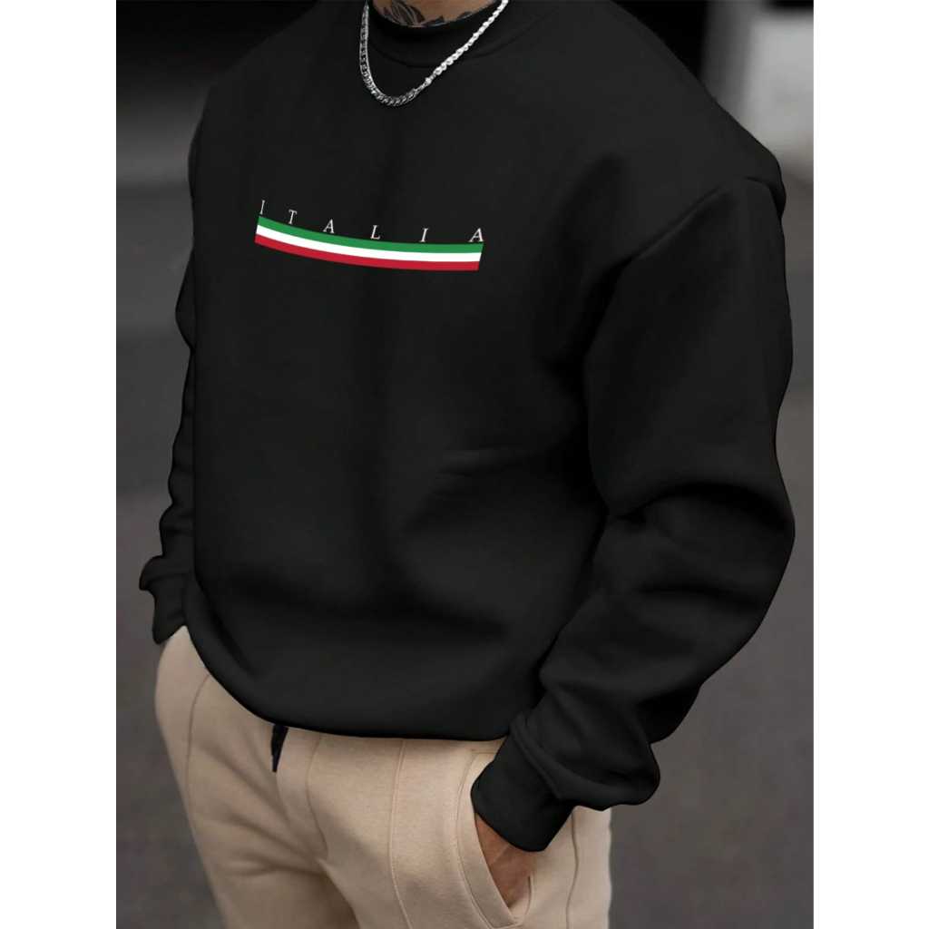 Moletom Masculino Gola Redonda Blusa de Frio Estampa Itália