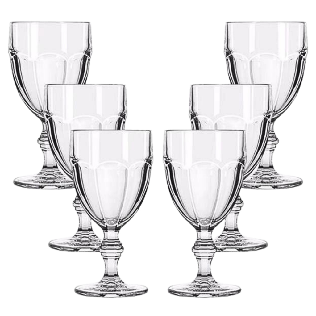 Jogo 6 Taça Diamante Copo Vidro Transparente Bico De Jaca Elegante Design Moderno Cristal