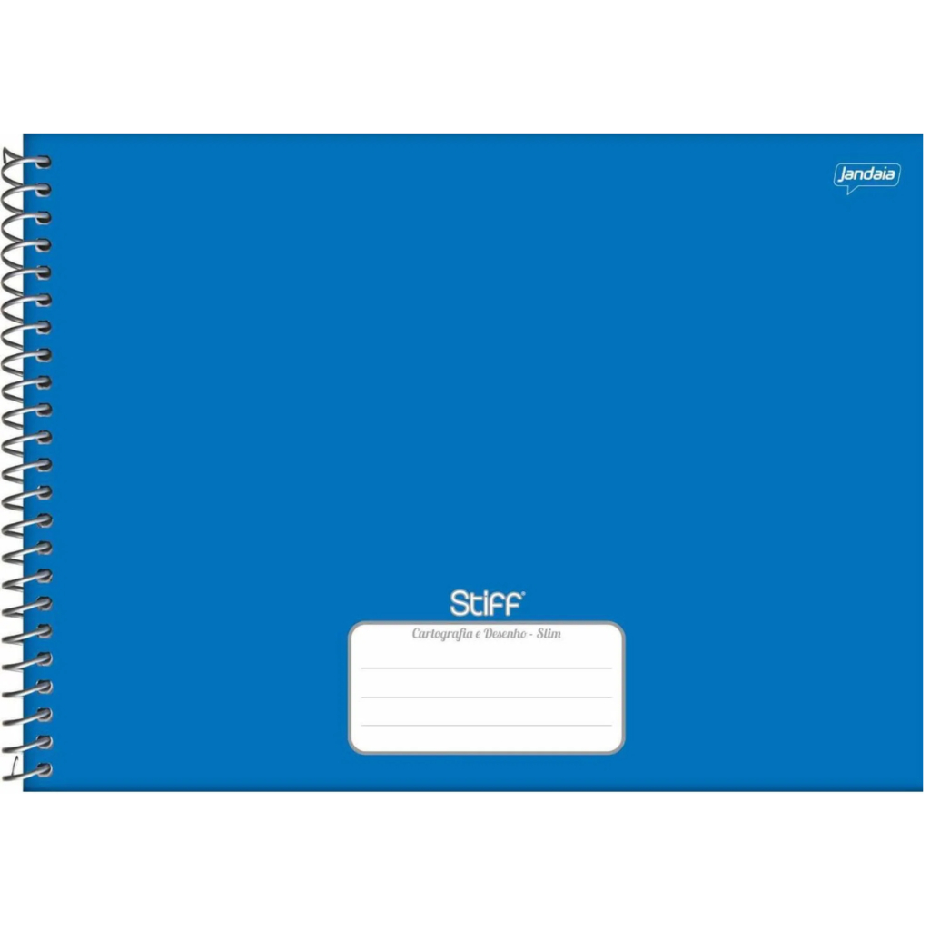 Caderno De Desenho Cartografia Jandaia Stiff AZUL Espiral 80 Folhas