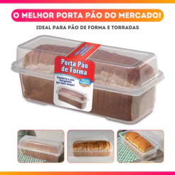 OFERTA Porta Pão Translúcido Plástico Multiuso Universal Usual Utilidades Material Resistente