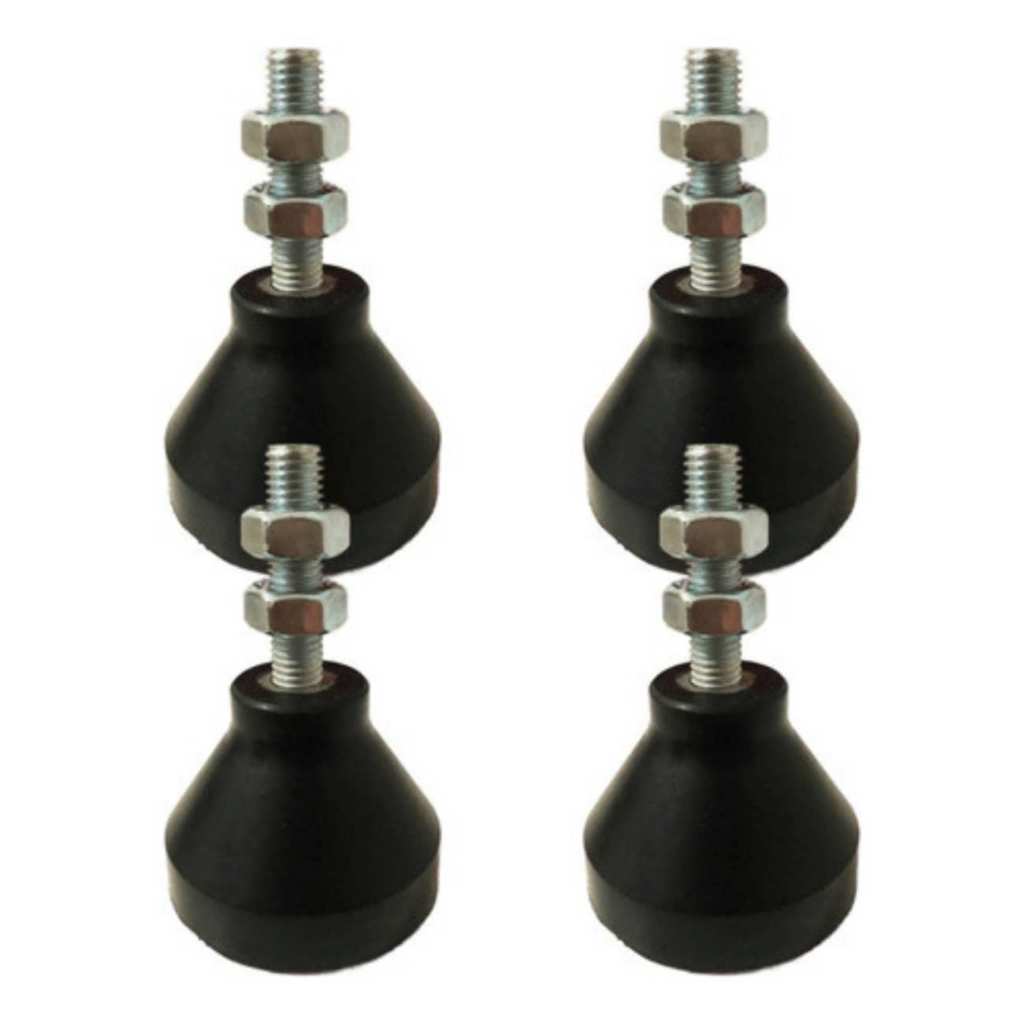 Kit 04 Pçs Amortecedor Pé Nivelador Sapata Borracha 3/8" Carga 400Kg