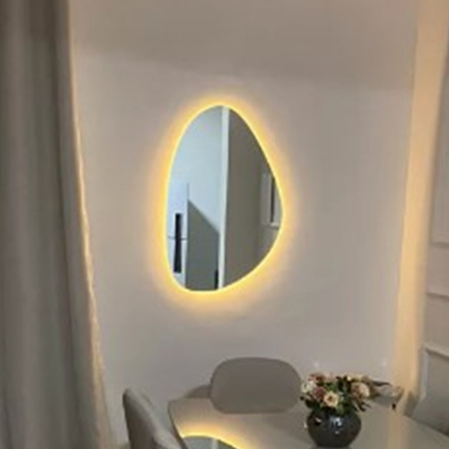 Espelho Orgânico Com Led LUZ Abstrato Diferente Duas Opções De cor Decoração LED + Fonte Tomada