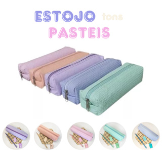 Estojo Escolar Teen Colorido Tons Pastel - Volta As Aulas em Oferta na Shopee