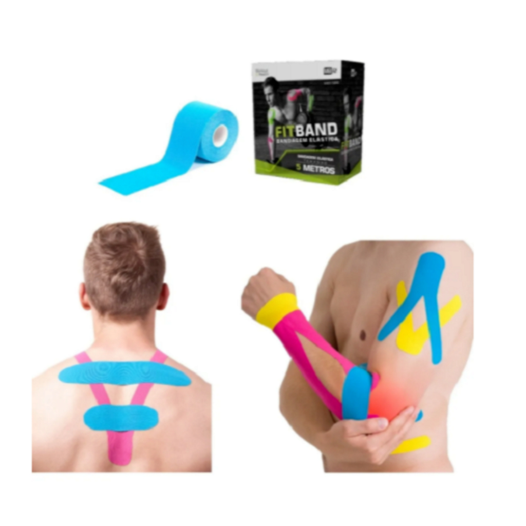 Kit Bandagem Elástica 5Cm X 5M - Fita Kinesio Tape Fisioterapia