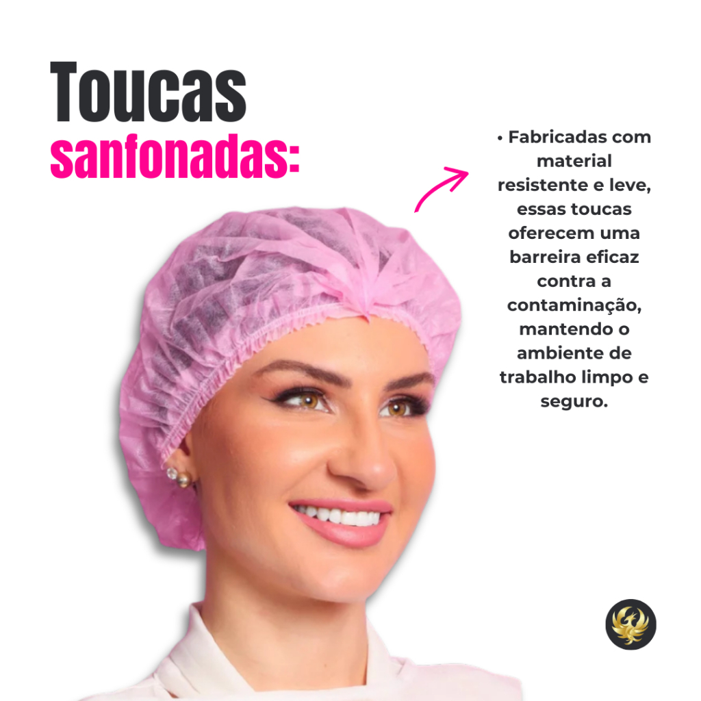 Touca Rosa TNT Descartável  50 Unidades Com Elástico