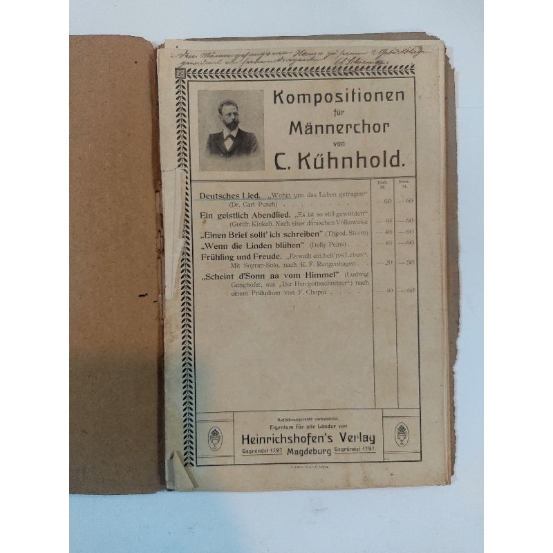 Partitura Alemã Antiga - Coro Masculino (1910)