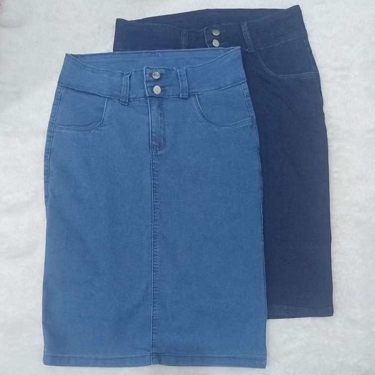 Saia jeans evangélica midi plus Size do 36 ao 56 em Oferta na Shopee