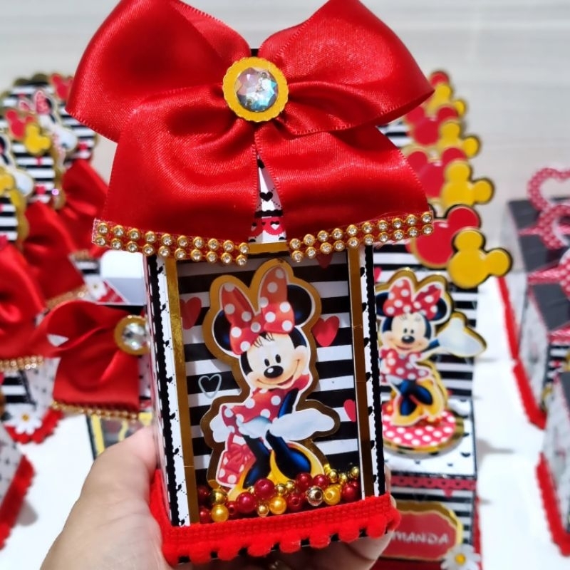 Kit Lembrancinha Minnie Personalizados Decoração Festa infantil Papelaria Caixinha Minnie Disney
