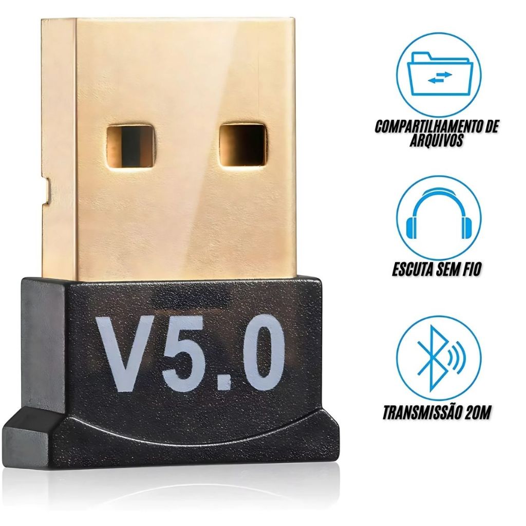 Adaptador E Receptor USB Bluetooth 5.0 Plug usb Transmissor de audio para Notebook