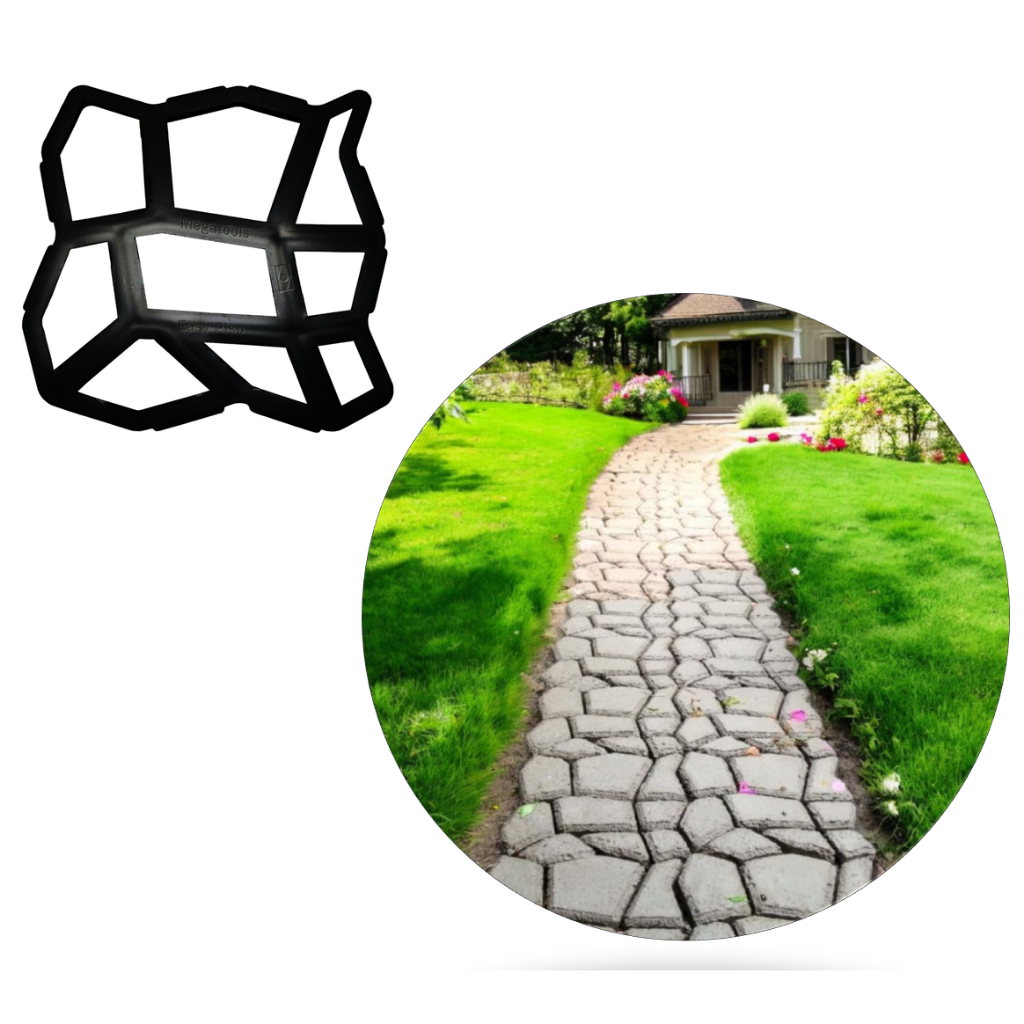 Forma para Caminho de Pedras Jardim Exteriores Calçada - Easy Piso com MANUAL DE INSTRUÇÕES