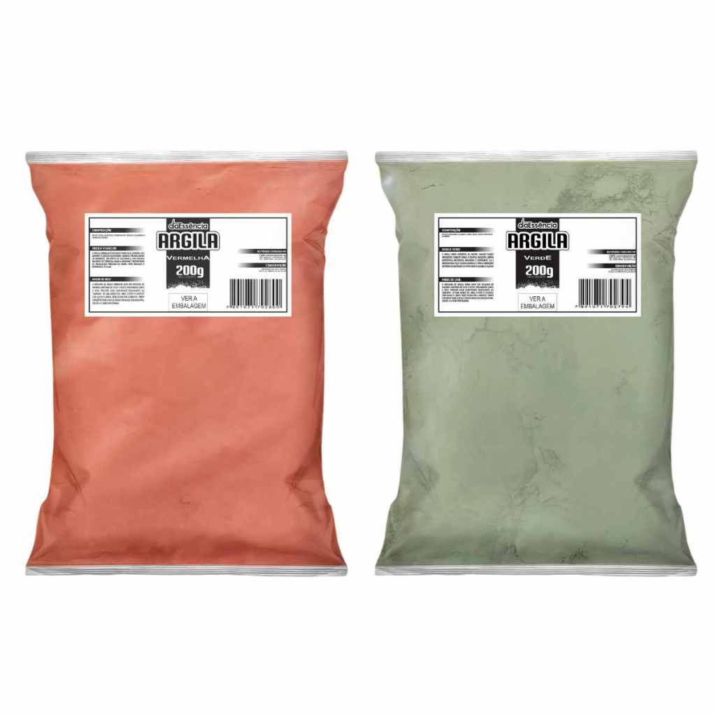 Kit 2 argilas 200g Daessencia (Vermelha e Verde)