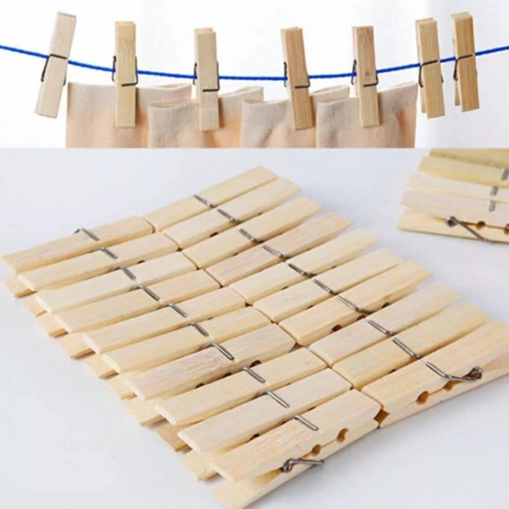 Prendedor Pregador Bambu Pendura Roupa Durável-PACOTE COM 20 UNIDADES em Oferta na Shopee