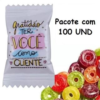 100 Balas Personalizadas  Gratidão Ter Você Como Cliente Mimo Brinde em Oferta na Shopee