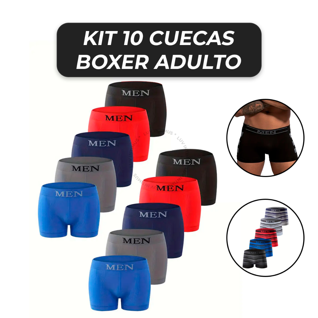 Kit Com 10 Cuecas Boxer Microfibra Masculina Adulto Premium