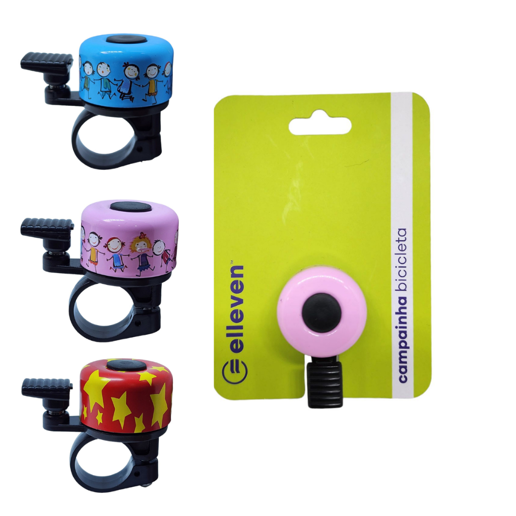 CAMPAINHA SININHO PARA BICICLETA PATINETE ELLEVEN MINI BUZINA COLORIDA PLIN PLIN