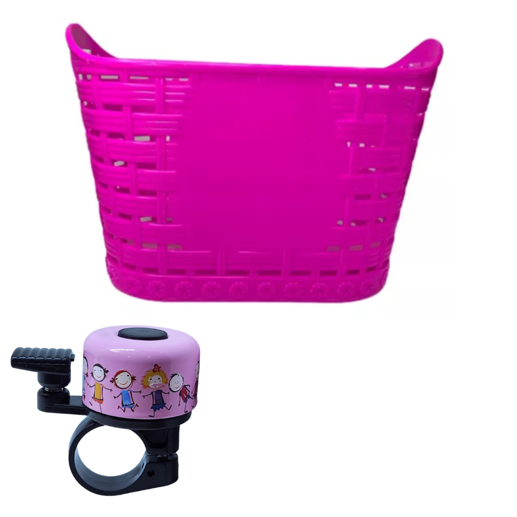 Cesta Cestinha WESTER OU MFRIK  Rosa Bike Aro 12 16 + Mini Buzina Campainha Sininho Elleven
